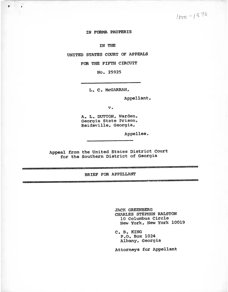 McGarrah v Dutton Brief for Appellant preview