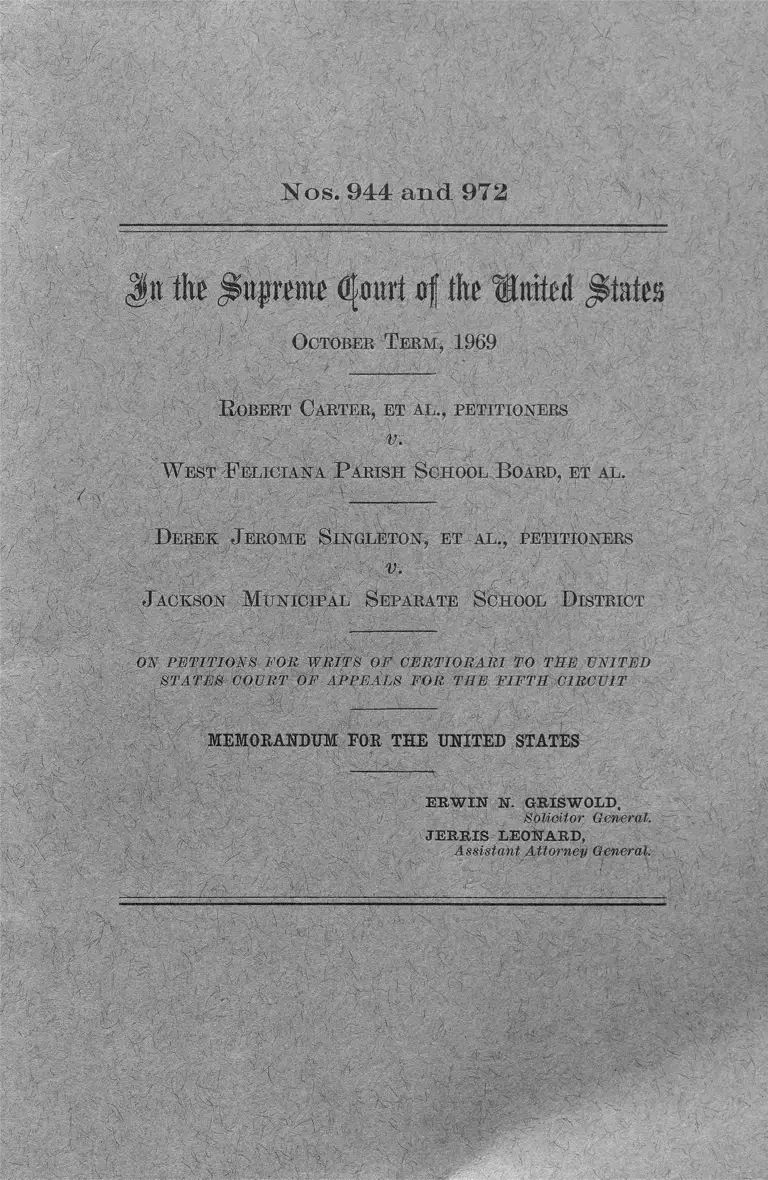 Carter v. West Feliciana Parish School Board Memorandum for the United States preview