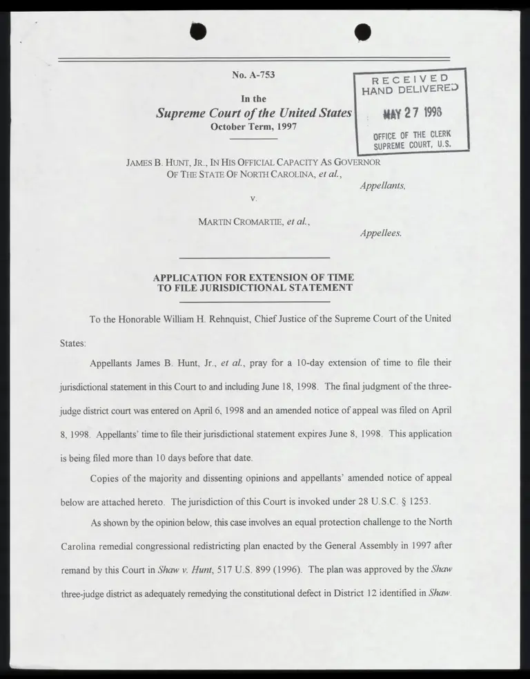 Application for Extension of time to File Jurisdictional Statement preview