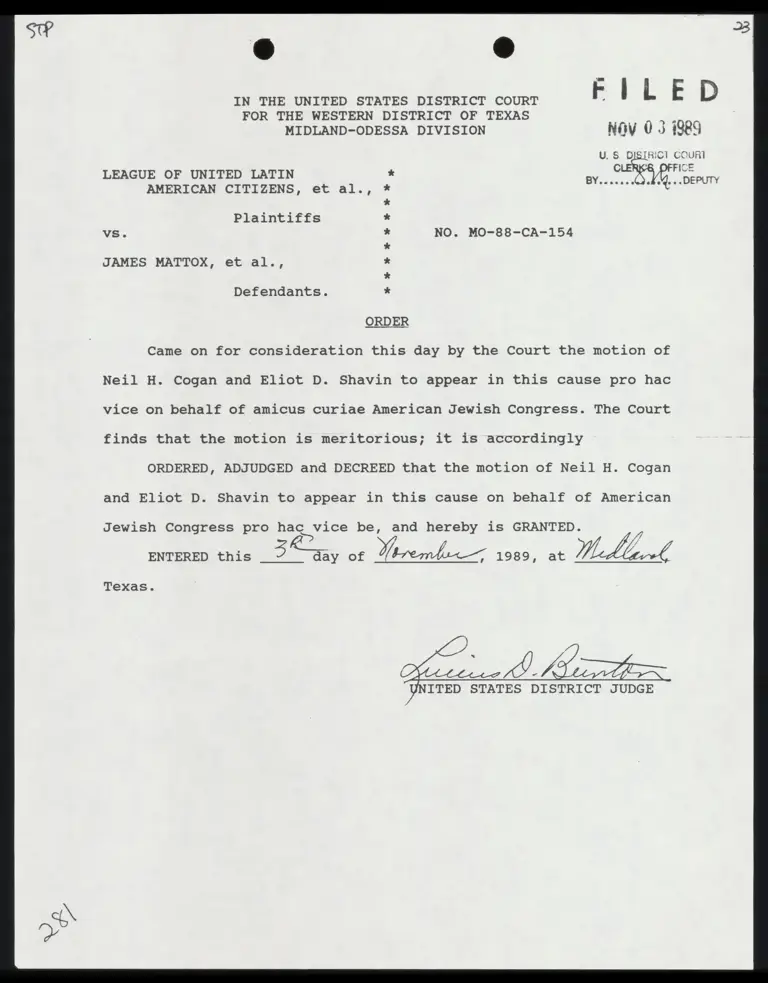 Order Granting Motion to Appear Pro Hac Vice preview