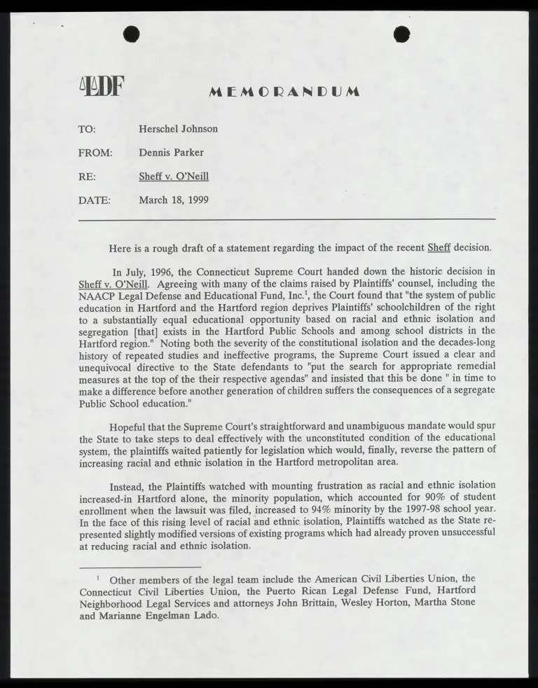 Memo RE: Rough Draft Statement of Decision Impact preview