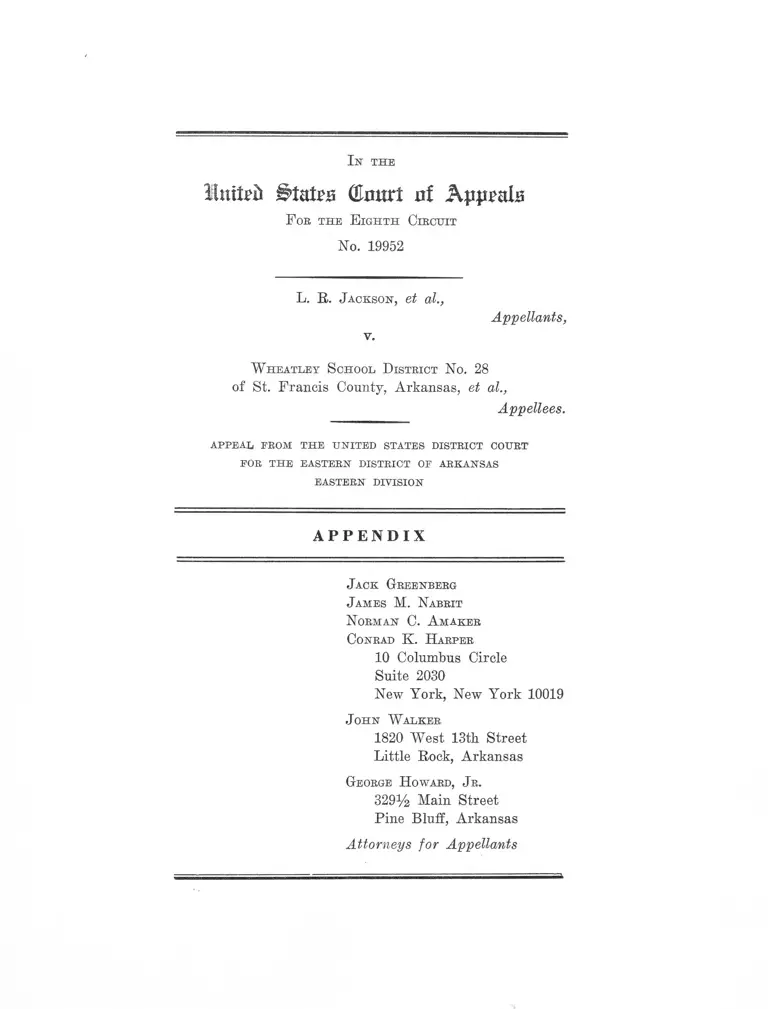 Jackson v. Wheatley School District No. 28 Appendix preview