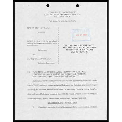 Defendants' and Defendant-Intervenors' First Request for Production of Documents with Certificate of Service preview