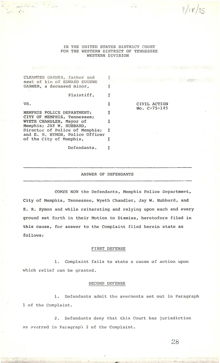 Answer of Defendants preview