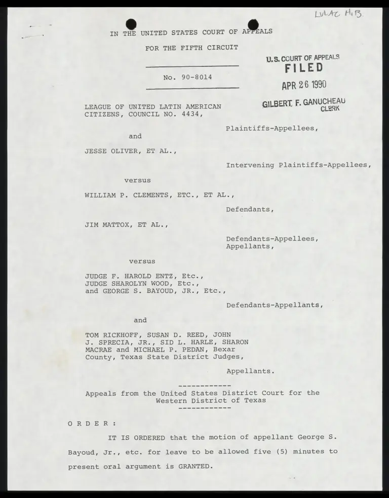 Order Granting Bayoud Oral Argument preview