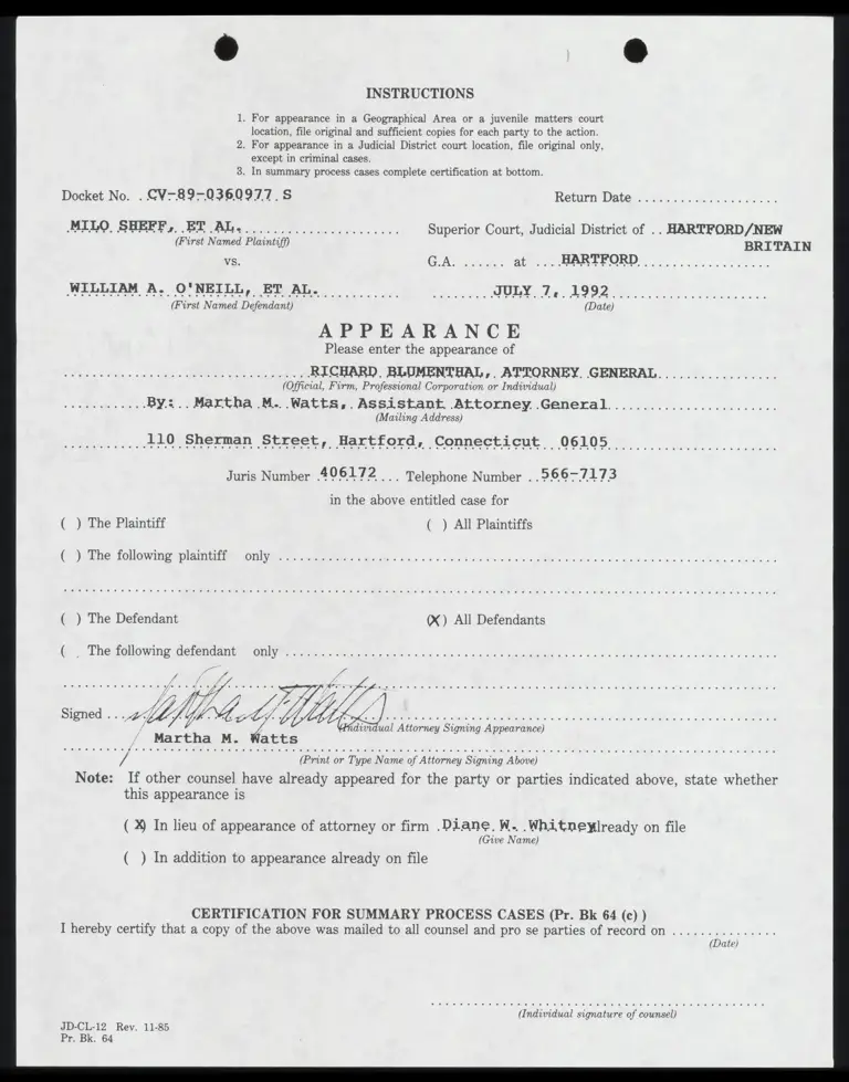 Appearance Form for Richard Blumenthal preview
