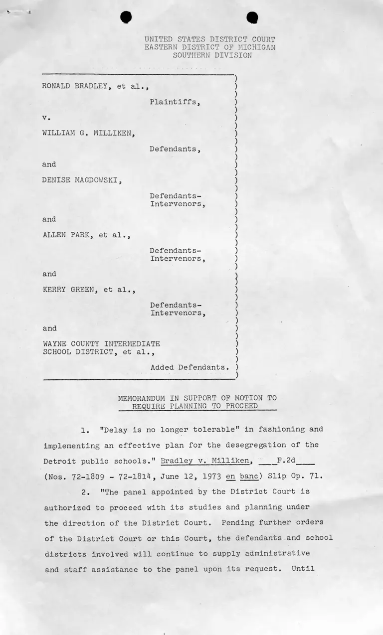 Memo in Support of Motion for Planning preview