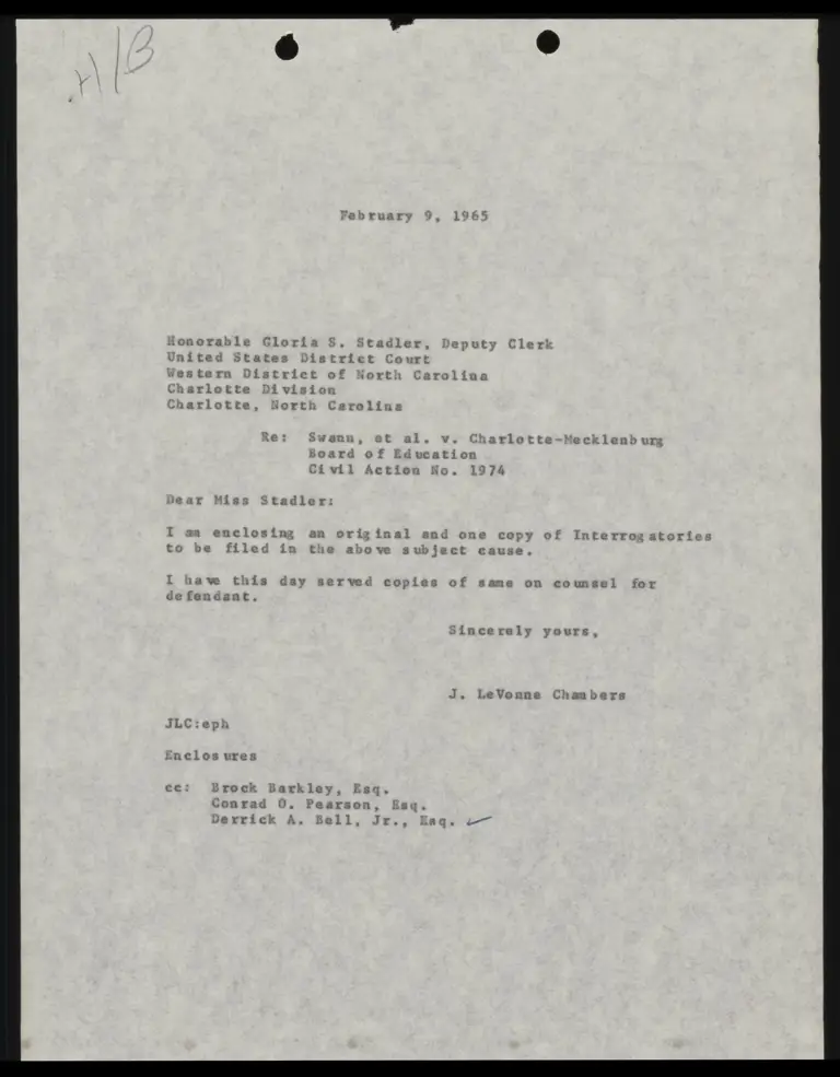 Correspondence from Chambers to Clerk Re: Interrogatories preview