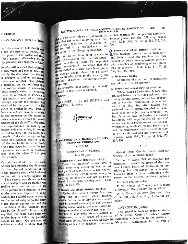 Whittington v. Barbour County Board of Education Court Opinion preview