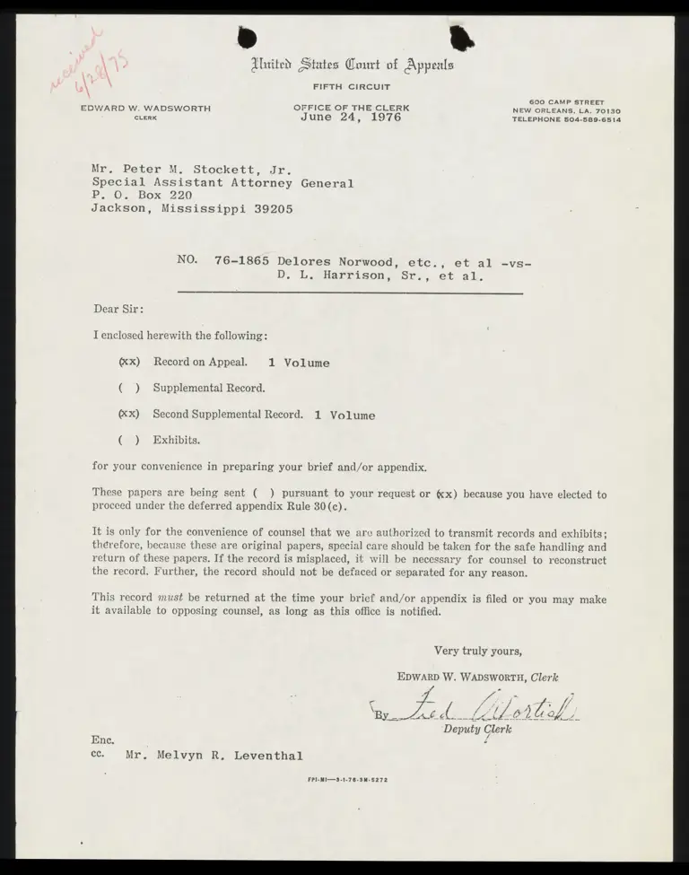 Clerk's Memorandum on the Operation of the Appendix System (Rule 30, FRAP) preview