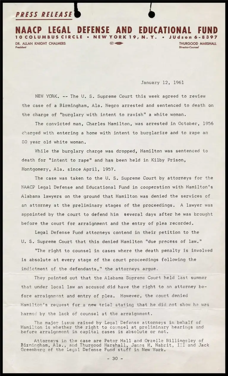 The U.S. Supreme Court this week agreed to review the case of a Birmingham, Ala. Negro arrested and sentenced to death… preview