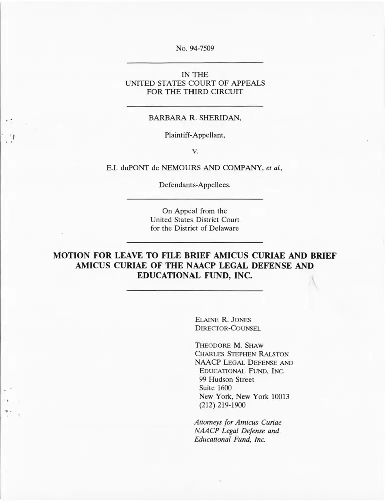 Sheridan v EI duPont de Nemours and Company Amicus Curiae preview