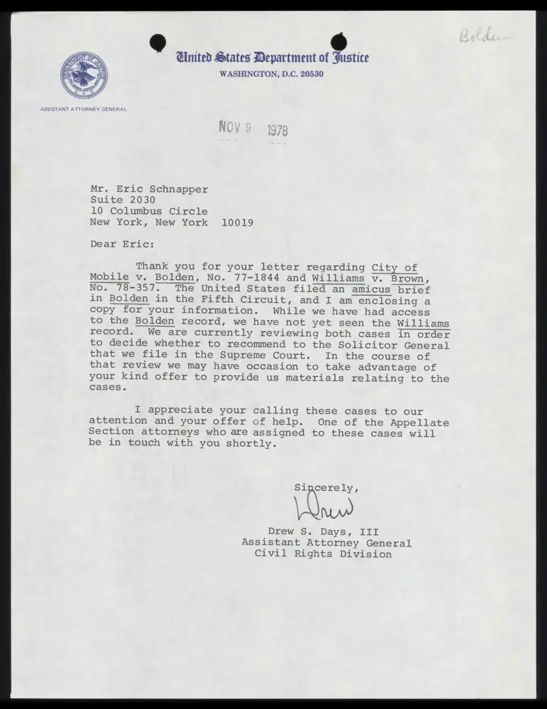 Correspondence from Days to Schnapper preview