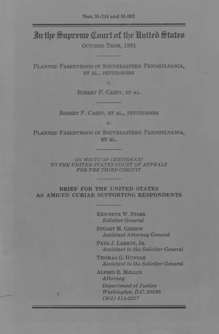 Planned Parenthood of Southeastern Pennsylvania v. Casey Brief Amicus Curiae preview