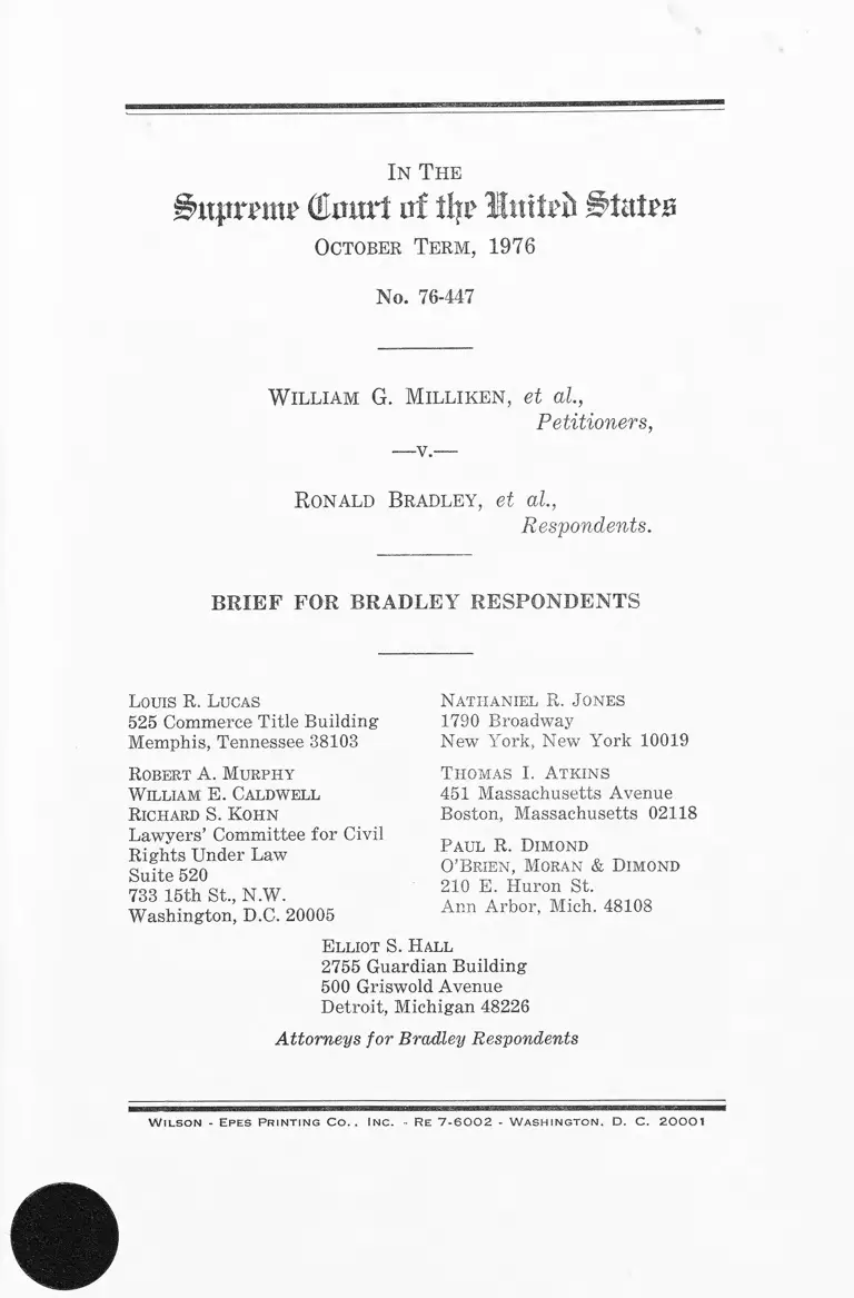 Milliken v. Bradley Brief for Bradley Respondents preview