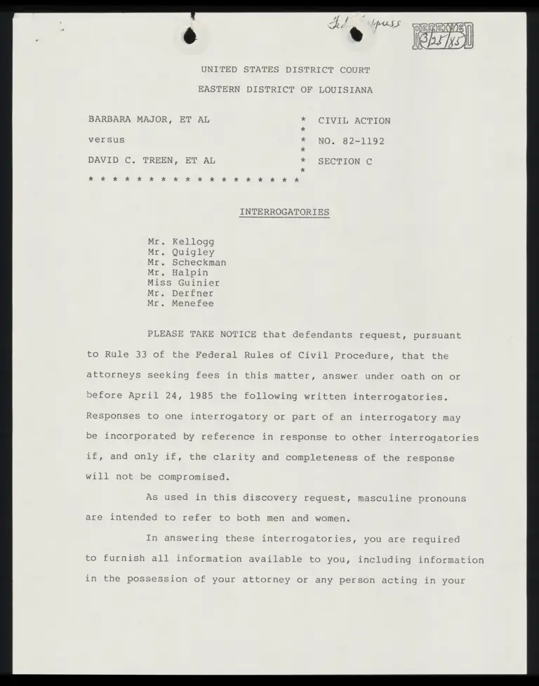 List of Interrogatories preview