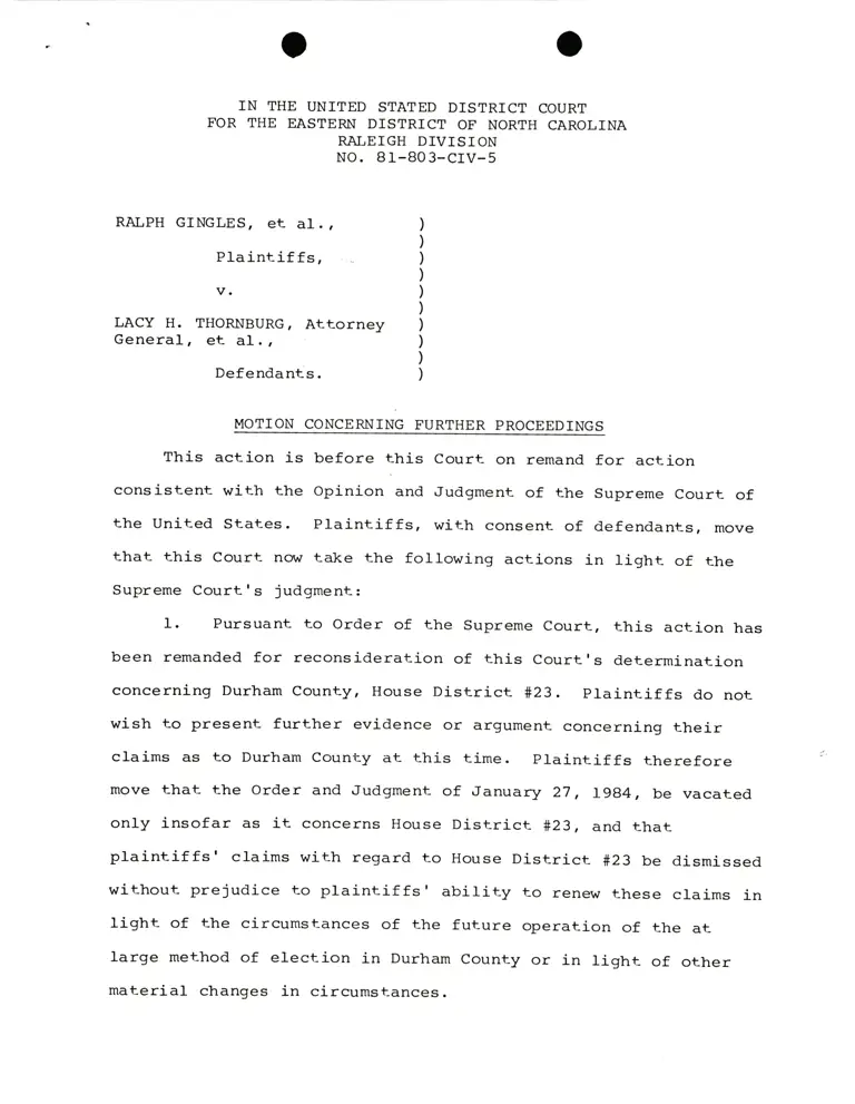 Motion Concerning Further Proceedings preview