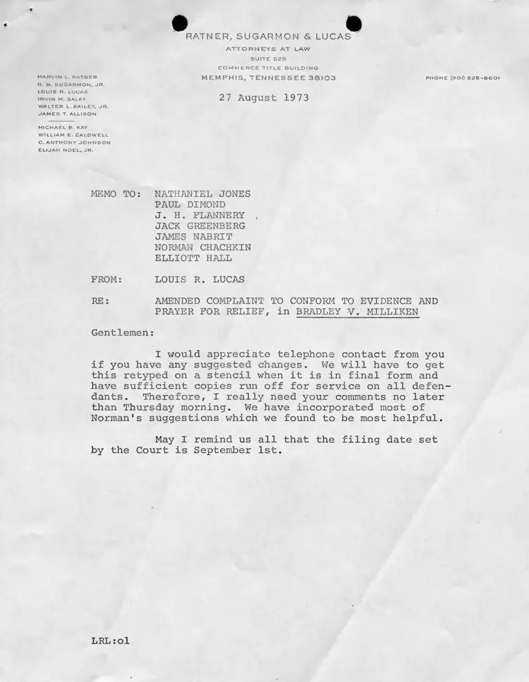 Letter from Lucas to Co-Counsel RE Amended Complaint and Prayer for Relief preview