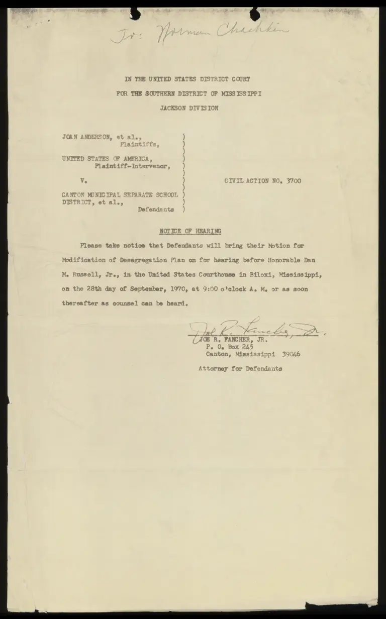 Notice of Hearing preview