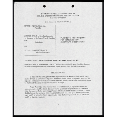 Plaintiffs' First Request for Admissions to Defendant-Intervenors preview