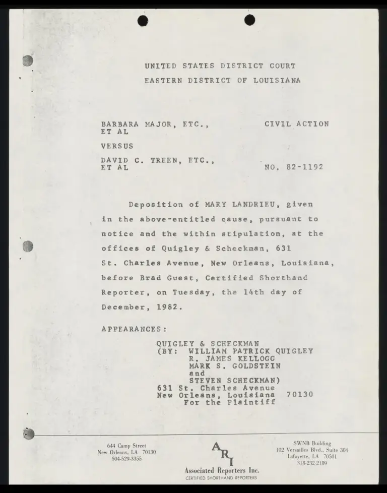 Deposition of Mary Landrieu (Redacted) preview