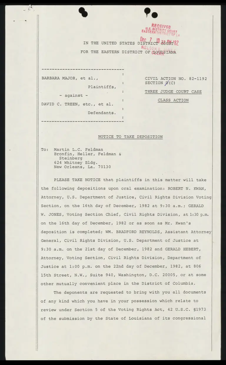 Notice to Take Deposition preview