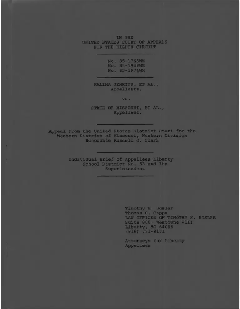 Jenkins v. Missouri Individual Brief of Appellees Liberty School District No.53 preview