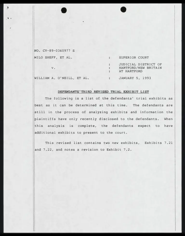 Defendants' Third Revised Trial Exhibit List preview