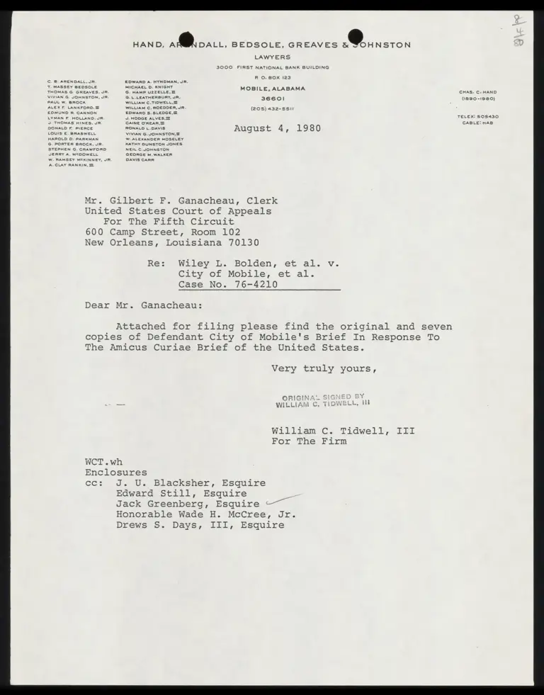 Defendant City of Mobile's Brief in Response to the Amicus Curiae Brief of the United States preview