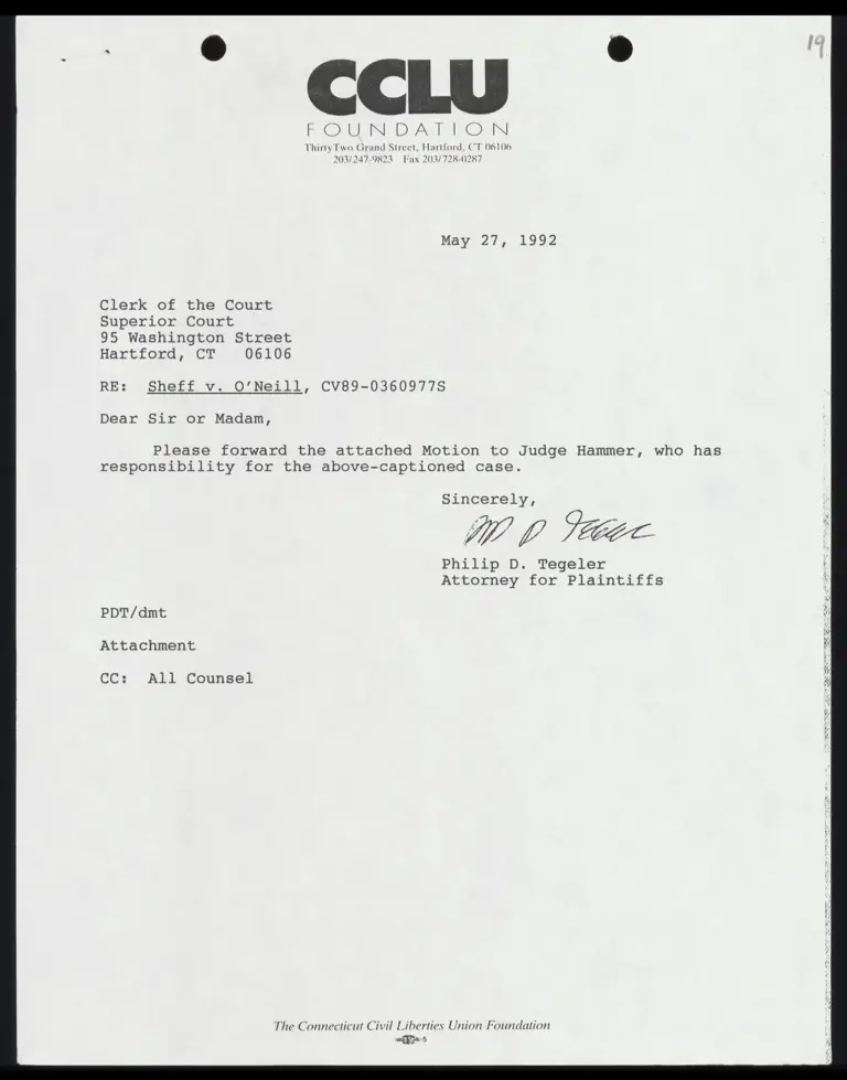 Letter from Tegeler to Court RE: Motion for Extension of Time preview