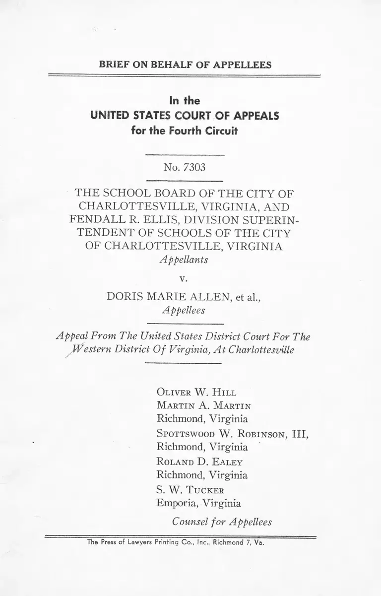 School Board of the City of Charlottesville, Virginia v. Allen Brief on Behalf of Appellees preview