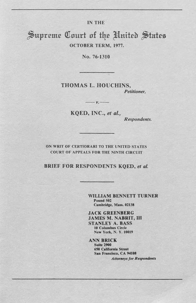 Houchins v. KQED, Inc. Brief for Respondents KQED preview
