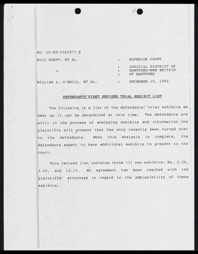 Defendants' First Revised Trial Exhibit List preview