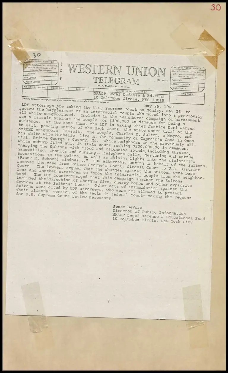 LDF Ask Supreme Court to Review Case of Harassment of Md. Interracial Couple (Telegram) preview