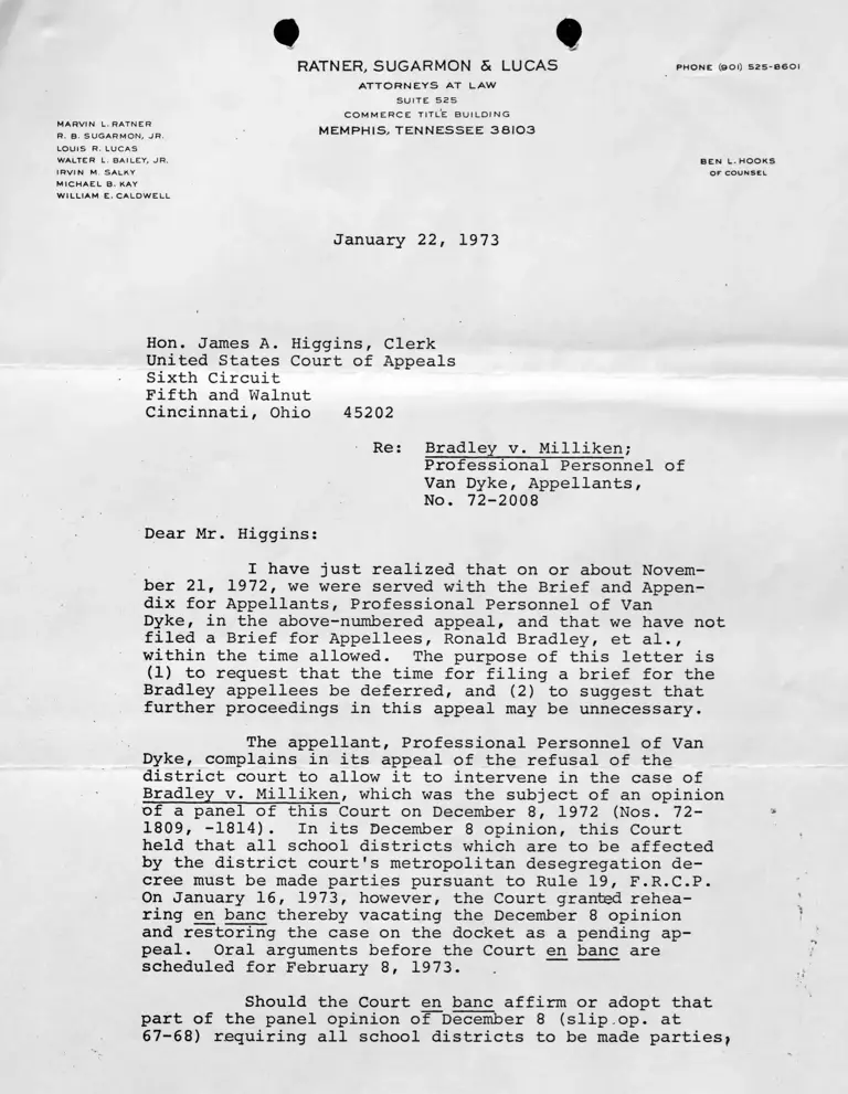 Letter from Caldwell to Court RE: Request for Deferred Time for Filing Brief of Appellees preview
