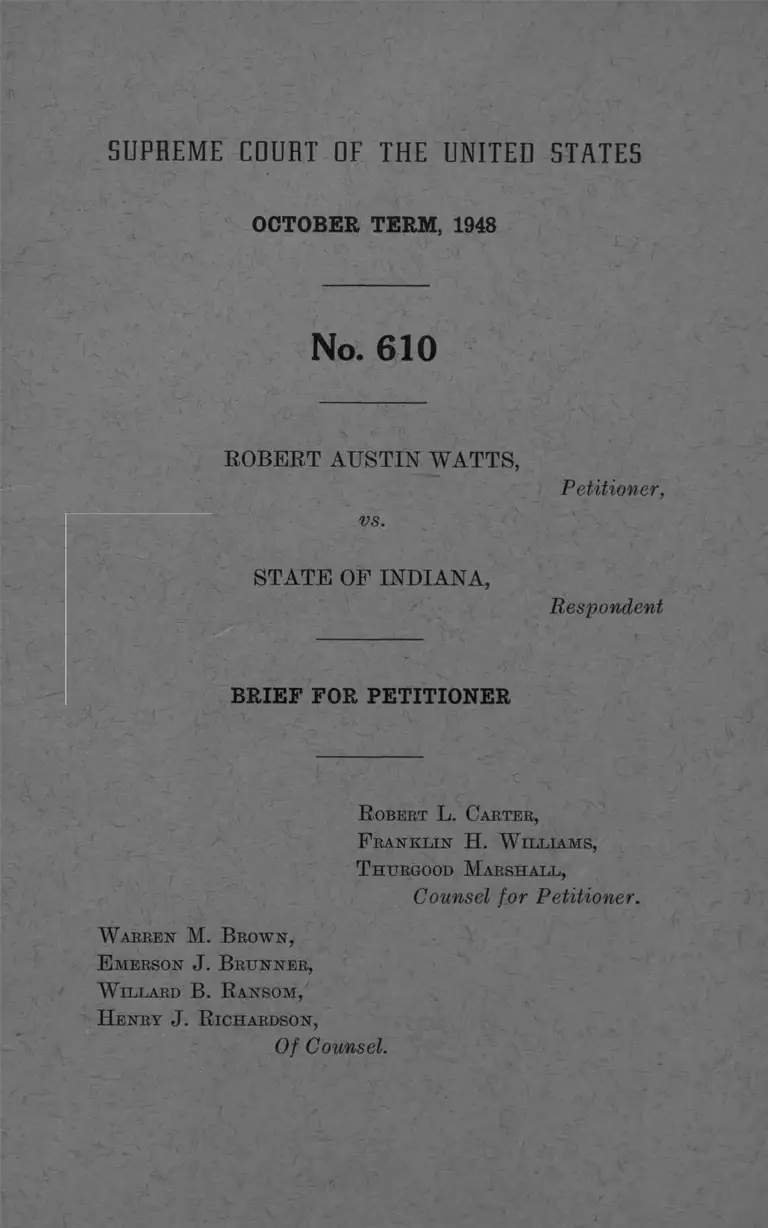 Watts v. Indiana Brief for Petitioner preview