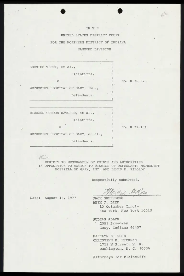 Exhibit to Memorandum of Points and Authorities in Opposition to Motion to Dismiss preview