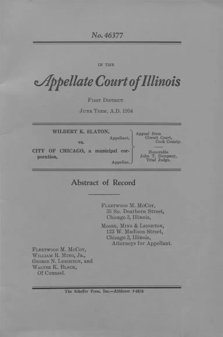 Slaton v Chicago Abstract of Record preview