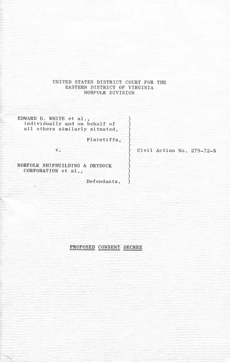 White v. Norfolk Shipbuilding & Drydock Corporation Proposed Consent Decree preview