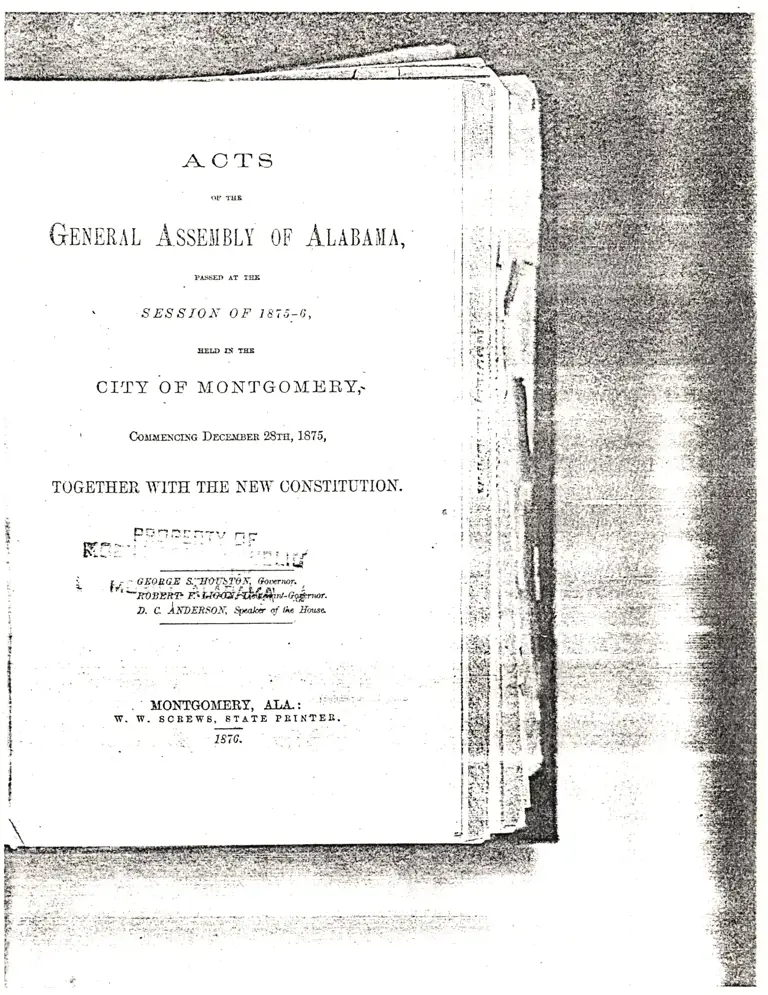 Excerpts from the General Assembly of Alabama Session of 1875-6 preview
