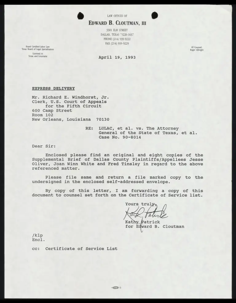 Supplemental Brief of Dallas County Plaintiffs/Appellees Oliver, White, and Tinsley preview