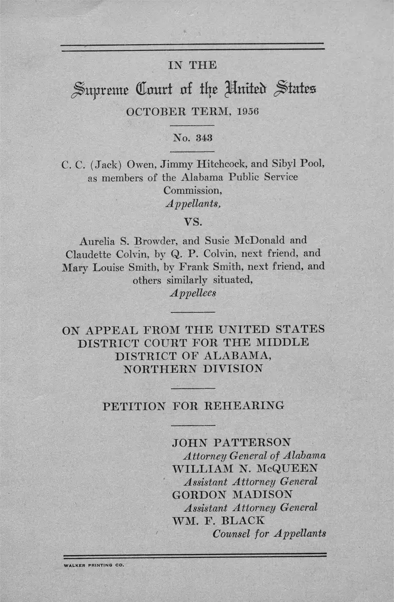 Owen v. Browder Petition for Rehearing preview