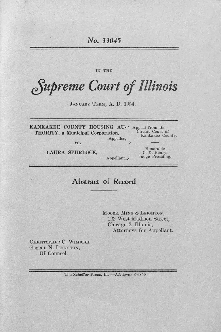 Kankakee County Housing Authority v. Laural Spurlock Abstract of Record preview