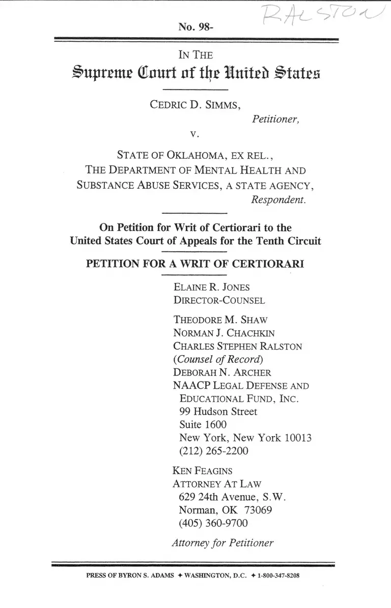 Simms v OK Petition for Writ of Certiorari preview