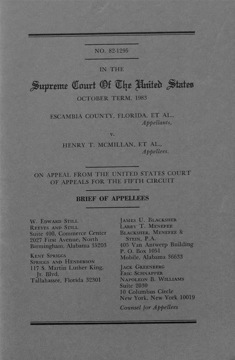 Escambia County, FL v. McMillan Brief of Appellees preview