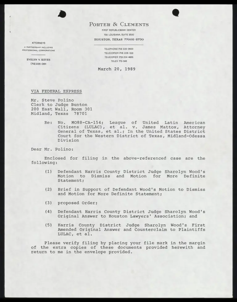 Defendant Judge Wood's Motion to Dismiss and for More Definitive Statement; Judge Wood's First Amended Answer and Counterclaim to Plaintiffs preview