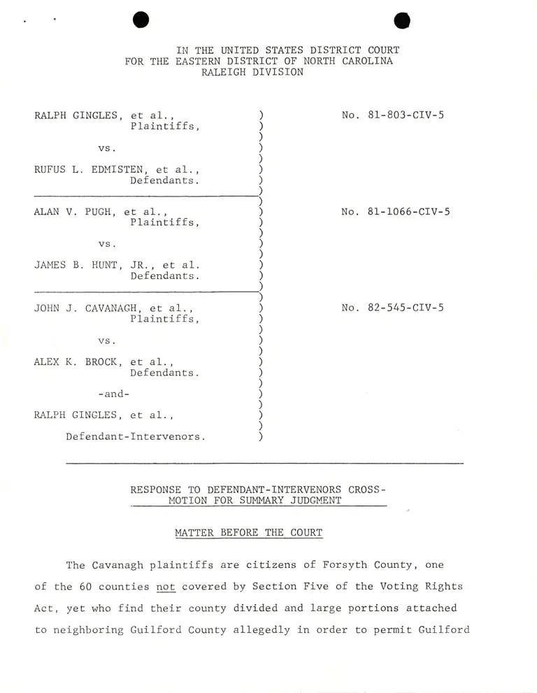 Response To Defendant-Intervenors Cross-Motion for Summary Judgment preview