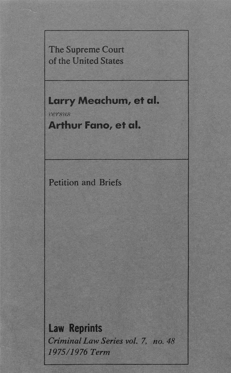 Meachun v. Fano Brief of the Petitioners preview
