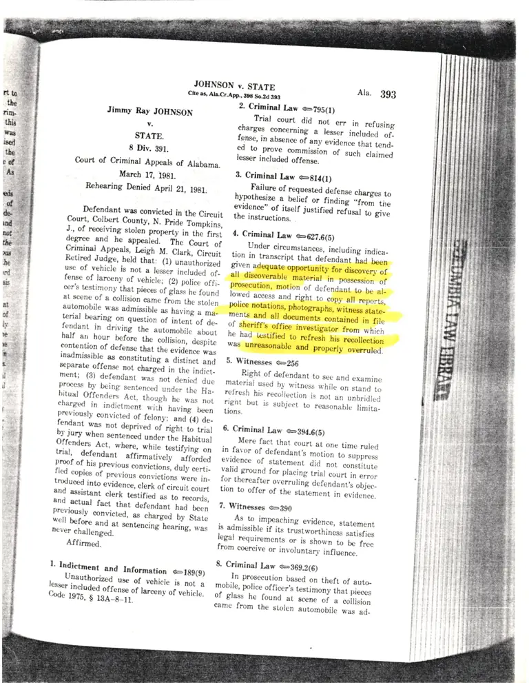 Johnson v. State Court Opinion preview