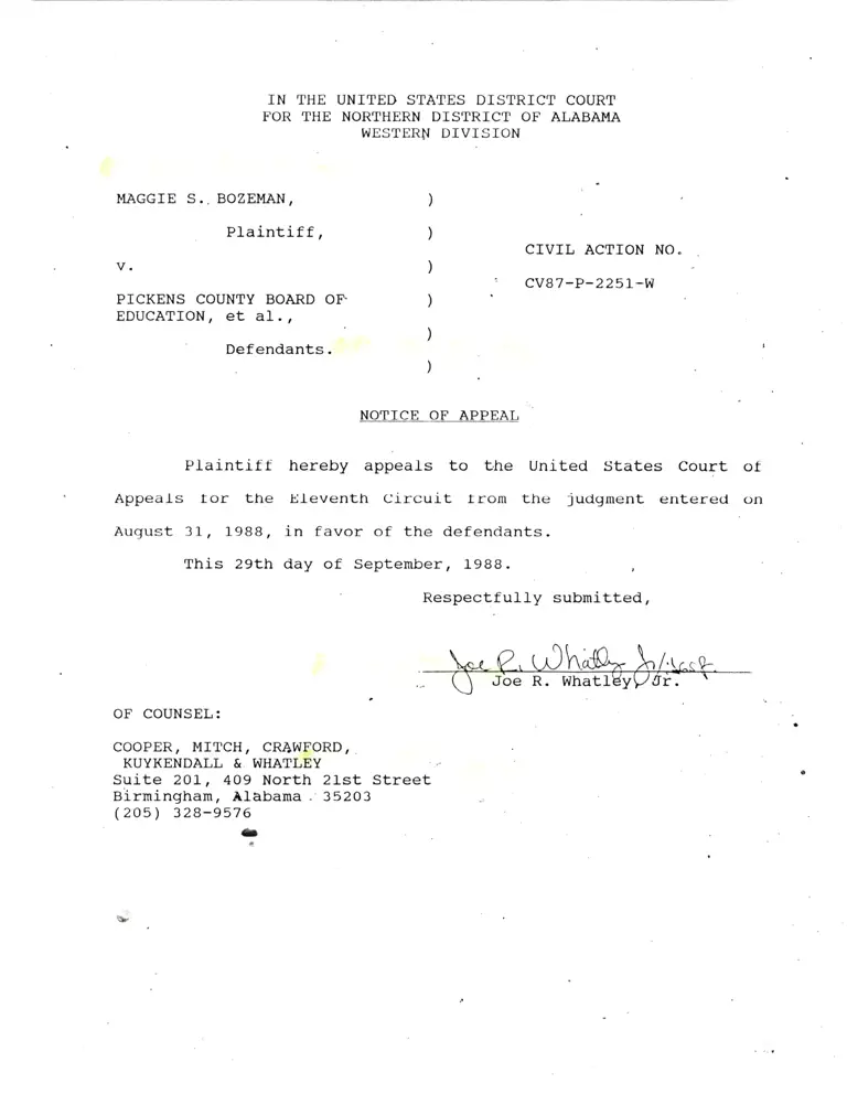 Notice of Appeal; Aliceville Eyes Retirement System Changes News Clipping preview